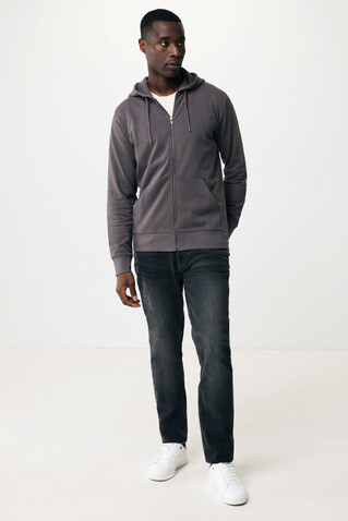 IQONIQ Abisko Zip-Kapuzenpullover aus recycelter Baumwolle anthrazit bedrucken, Art.-Nr. T9600.019.M