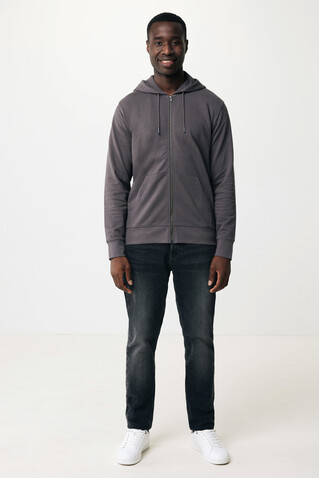 IQONIQ Abisko Zip-Kapuzenpullover aus recycelter Baumwolle anthrazit bedrucken, Art.-Nr. T9600.019.M