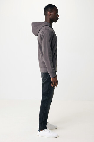 IQONIQ Abisko Zip-Kapuzenpullover aus recycelter Baumwolle anthrazit bedrucken, Art.-Nr. T9600.019.M