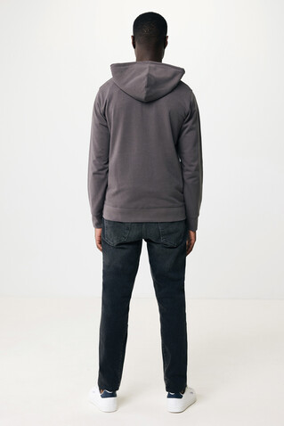IQONIQ Abisko Zip-Kapuzenpullover aus recycelter Baumwolle anthrazit bedrucken, Art.-Nr. T9600.019.M