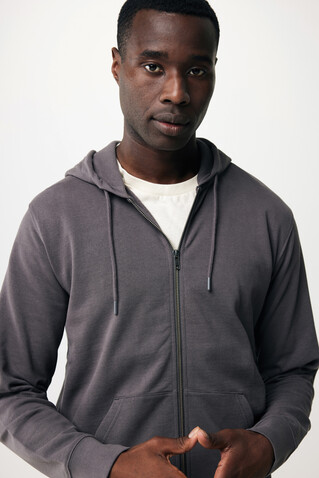 IQONIQ Abisko Zip-Kapuzenpullover aus recycelter Baumwolle anthrazit bedrucken, Art.-Nr. T9600.019.M