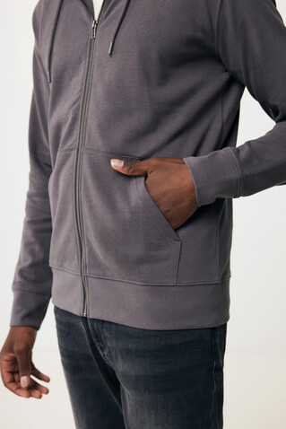 IQONIQ Abisko Zip-Kapuzenpullover aus recycelter Baumwolle anthrazit bedrucken, Art.-Nr. T9600.019.M