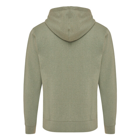 IQONIQ Abisko Zip-Kapuzenpullover aus recycelter Baumwolle heather green bedrucken, Art.-Nr. T9600.015.XXXL