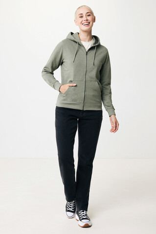 IQONIQ Abisko Zip-Kapuzenpullover aus recycelter Baumwolle heather green bedrucken, Art.-Nr. T9600.015.XXXL