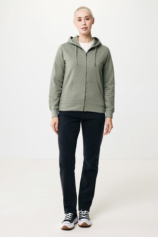 IQONIQ Abisko Zip-Kapuzenpullover aus recycelter Baumwolle heather green bedrucken, Art.-Nr. T9600.015.XXXL