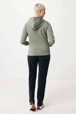 IQONIQ Abisko Zip-Kapuzenpullover aus recycelter Baumwolle heather green bedrucken, Art.-Nr. T9600.015.XXXL