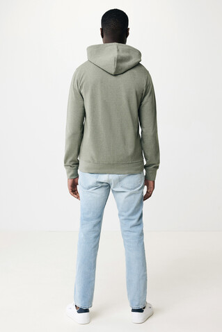 IQONIQ Abisko Zip-Kapuzenpullover aus recycelter Baumwolle heather green bedrucken, Art.-Nr. T9600.015.XXXL