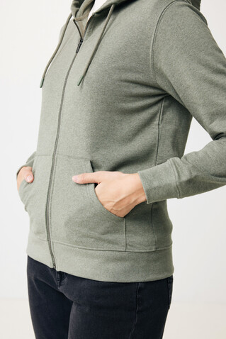 IQONIQ Abisko Zip-Kapuzenpullover aus recycelter Baumwolle heather green bedrucken, Art.-Nr. T9600.015.XXXL