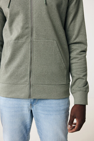 IQONIQ Abisko Zip-Kapuzenpullover aus recycelter Baumwolle heather green bedrucken, Art.-Nr. T9600.015.XXXL