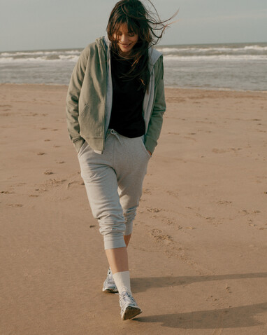 IQONIQ Abisko Zip-Kapuzenpullover aus recycelter Baumwolle heather green bedrucken, Art.-Nr. T9600.015.XXXL