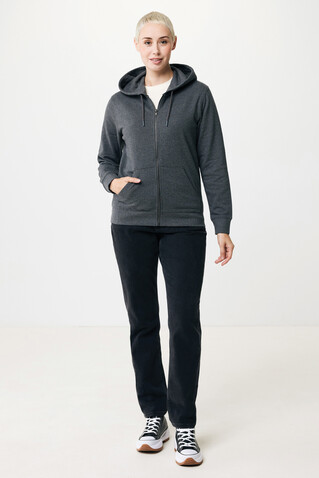 IQONIQ Abisko Zip-Kapuzenpullover aus recycelter Baumwolle heather anthracite bedrucken, Art.-Nr. T9600.014.XXXL