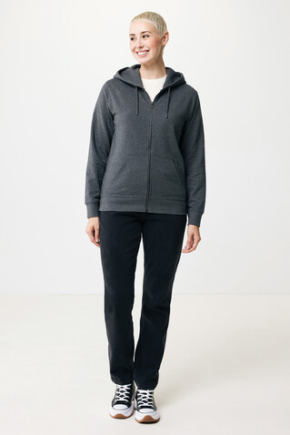 IQONIQ Abisko Zip-Kapuzenpullover aus recycelter Baumwolle heather anthracite bedrucken, Art.-Nr. T9600.014.XXXL