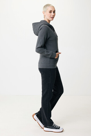 IQONIQ Abisko Zip-Kapuzenpullover aus recycelter Baumwolle heather anthracite bedrucken, Art.-Nr. T9600.014.XXXL