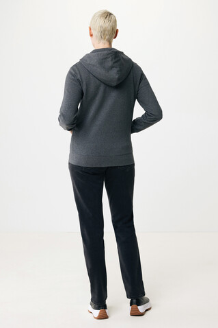 IQONIQ Abisko Zip-Kapuzenpullover aus recycelter Baumwolle heather anthracite bedrucken, Art.-Nr. T9600.014.XXXL