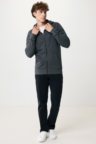 IQONIQ Abisko Zip-Kapuzenpullover aus recycelter Baumwolle heather anthracite bedrucken, Art.-Nr. T9600.014.XXXL