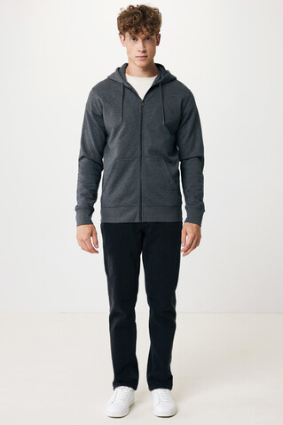 IQONIQ Abisko Zip-Kapuzenpullover aus recycelter Baumwolle heather anthracite bedrucken, Art.-Nr. T9600.014.XXXL