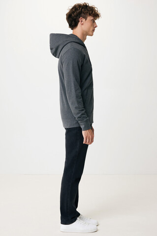 IQONIQ Abisko Zip-Kapuzenpullover aus recycelter Baumwolle heather anthracite bedrucken, Art.-Nr. T9600.014.XXXL