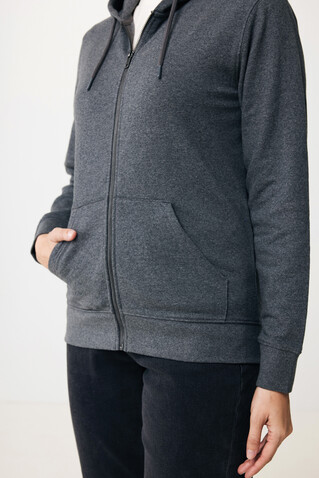 IQONIQ Abisko Zip-Kapuzenpullover aus recycelter Baumwolle heather anthracite bedrucken, Art.-Nr. T9600.014.XXXL