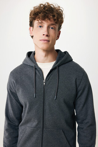 IQONIQ Abisko Zip-Kapuzenpullover aus recycelter Baumwolle heather anthracite bedrucken, Art.-Nr. T9600.014.XXXL