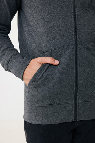IQONIQ Abisko Zip-Kapuzenpullover aus recycelter Baumwolle heather anthracite bedrucken, Art.-Nr. T9600.014.XXXL