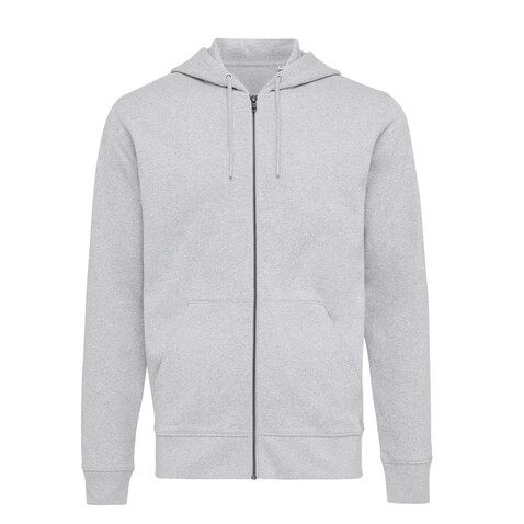 IQONIQ Abisko Zip-Kapuzenpullover aus recycelter Baumwolle heather grey bedrucken, Art.-Nr. T9600.013.5XL