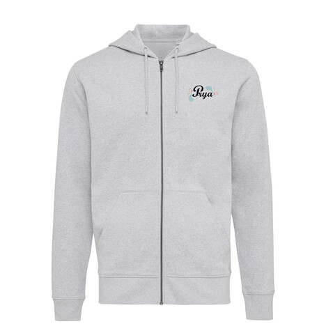 IQONIQ Abisko Zip-Kapuzenpullover aus recycelter Baumwolle heather grey bedrucken, Art.-Nr. T9600.013.5XL