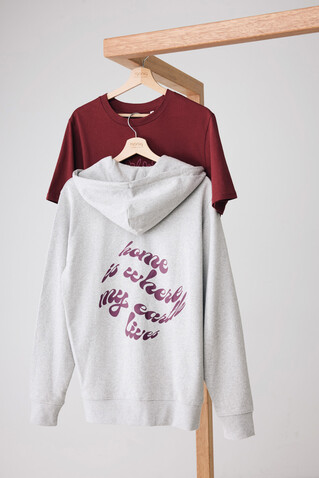 IQONIQ Abisko Zip-Kapuzenpullover aus recycelter Baumwolle heather grey bedrucken, Art.-Nr. T9600.013.5XL