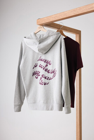 IQONIQ Abisko Zip-Kapuzenpullover aus recycelter Baumwolle heather grey bedrucken, Art.-Nr. T9600.013.5XL