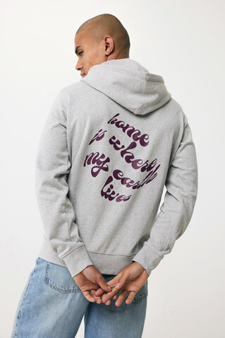 IQONIQ Abisko Zip-Kapuzenpullover aus recycelter Baumwolle heather grey bedrucken, Art.-Nr. T9600.013.5XL