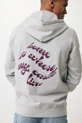 IQONIQ Abisko Zip-Kapuzenpullover aus recycelter Baumwolle heather grey bedrucken, Art.-Nr. T9600.013.5XL