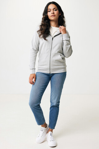 IQONIQ Abisko Zip-Kapuzenpullover aus recycelter Baumwolle heather grey bedrucken, Art.-Nr. T9600.013.5XL