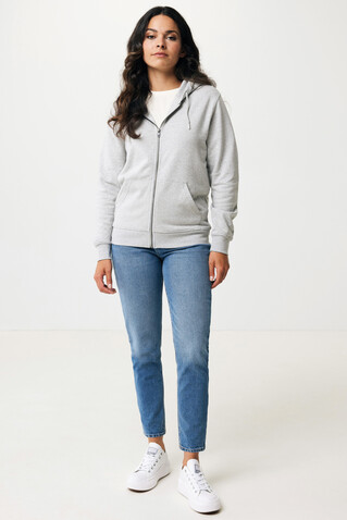 IQONIQ Abisko Zip-Kapuzenpullover aus recycelter Baumwolle heather grey bedrucken, Art.-Nr. T9600.013.5XL