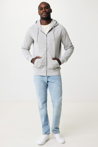 IQONIQ Abisko Zip-Kapuzenpullover aus recycelter Baumwolle heather grey bedrucken, Art.-Nr. T9600.013.5XL