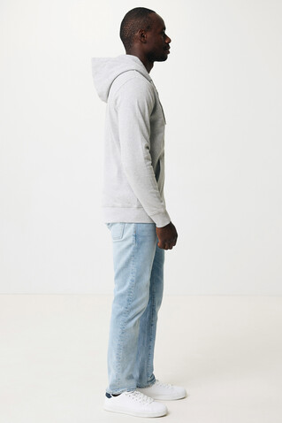 IQONIQ Abisko Zip-Kapuzenpullover aus recycelter Baumwolle heather grey bedrucken, Art.-Nr. T9600.013.5XL
