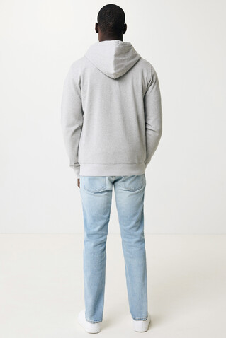 IQONIQ Abisko Zip-Kapuzenpullover aus recycelter Baumwolle heather grey bedrucken, Art.-Nr. T9600.013.5XL