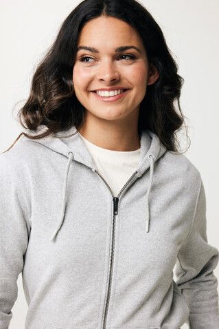 IQONIQ Abisko Zip-Kapuzenpullover aus recycelter Baumwolle heather grey bedrucken, Art.-Nr. T9600.013.5XL