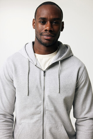 IQONIQ Abisko Zip-Kapuzenpullover aus recycelter Baumwolle heather grey bedrucken, Art.-Nr. T9600.013.5XL