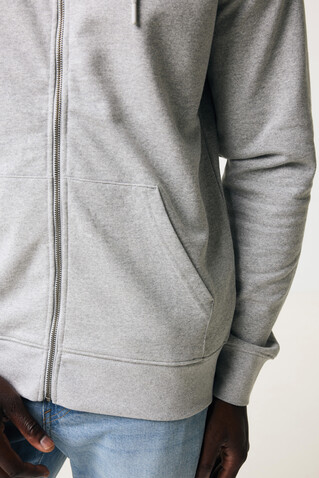 IQONIQ Abisko Zip-Kapuzenpullover aus recycelter Baumwolle heather grey bedrucken, Art.-Nr. T9600.013.5XL