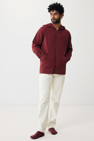 IQONIQ Abisko Zip-Kapuzenpullover aus recycelter Baumwolle burgunderrot bedrucken, Art.-Nr. T9600.007.L