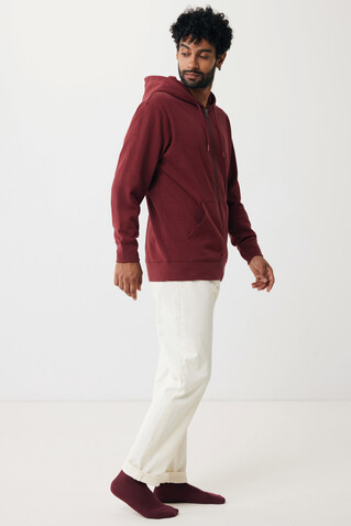 IQONIQ Abisko Zip-Kapuzenpullover aus recycelter Baumwolle burgunderrot bedrucken, Art.-Nr. T9600.007.L