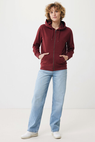 IQONIQ Abisko Zip-Kapuzenpullover aus recycelter Baumwolle burgunderrot bedrucken, Art.-Nr. T9600.007.L