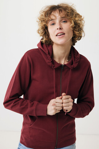 IQONIQ Abisko Zip-Kapuzenpullover aus recycelter Baumwolle burgunderrot bedrucken, Art.-Nr. T9600.007.L