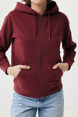 IQONIQ Abisko Zip-Kapuzenpullover aus recycelter Baumwolle burgunderrot bedrucken, Art.-Nr. T9600.007.L