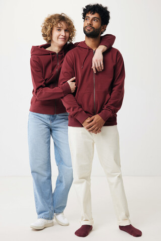 IQONIQ Abisko Zip-Kapuzenpullover aus recycelter Baumwolle burgunderrot bedrucken, Art.-Nr. T9600.007.L