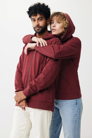 IQONIQ Abisko Zip-Kapuzenpullover aus recycelter Baumwolle burgunderrot bedrucken, Art.-Nr. T9600.007.L