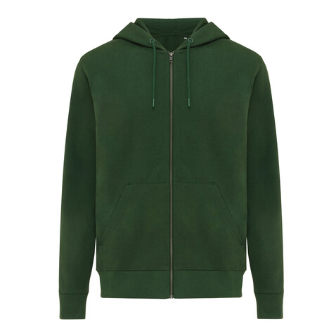 IQONIQ Abisko Zip-Kapuzenpullover aus recycelter Baumwolle forest green bedrucken, Art.-Nr. T9600.005.XXS