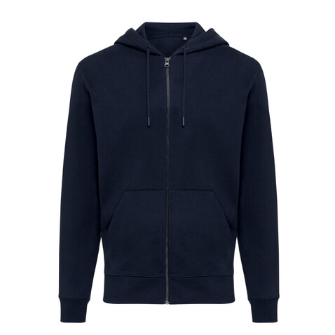 IQONIQ Abisko Zip-Kapuzenpullover aus recycelter Baumwolle navy blau bedrucken, Art.-Nr. T9600.002.S