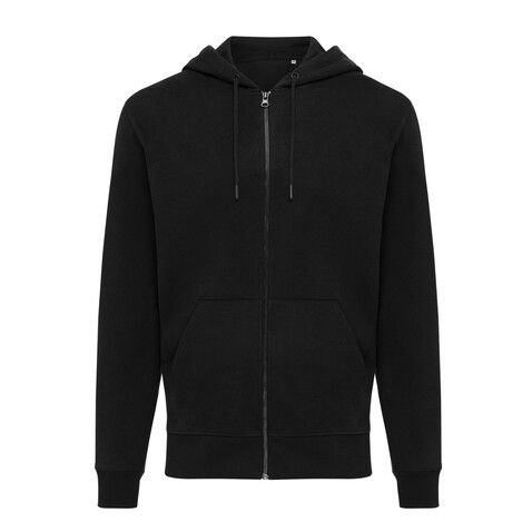IQONIQ Abisko Zip-Kapuzenpullover aus recycelter Baumwolle schwarz bedrucken, Art.-Nr. T9600.001.S