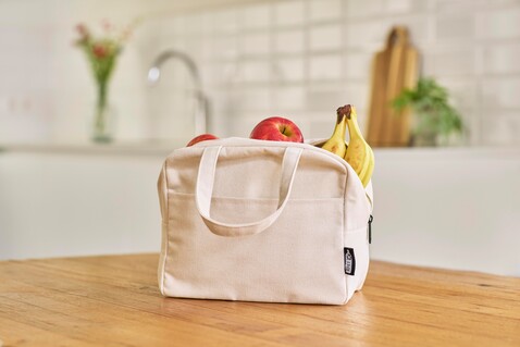 Recycelte Kühltasche aus Polycotton (330 g/m²) Elowen – beige bedrucken, Art.-Nr. 357999999_1204071