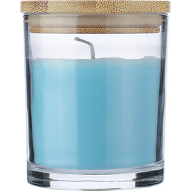 Kerze Riven | Glas mit Bambusdeckel – Hellblau bedrucken, Art.-Nr. 018999999_1207021